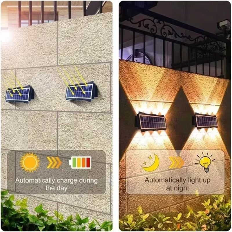 4/6/8LED Multi-Color Solar Wall Lights up and down Lighting Solar Outdoor Light Waterproof Solar Fence Light for Yard Garden