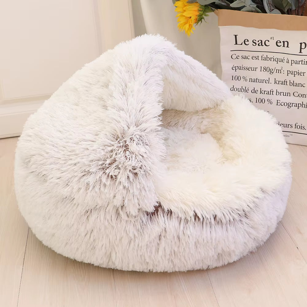 New Warm Dog Cat Bed round Long Plush Cat'S House Cave Pet Kitten Cushion Basket Sleepping Mat for Cats Small Dog Chihuahua Nest