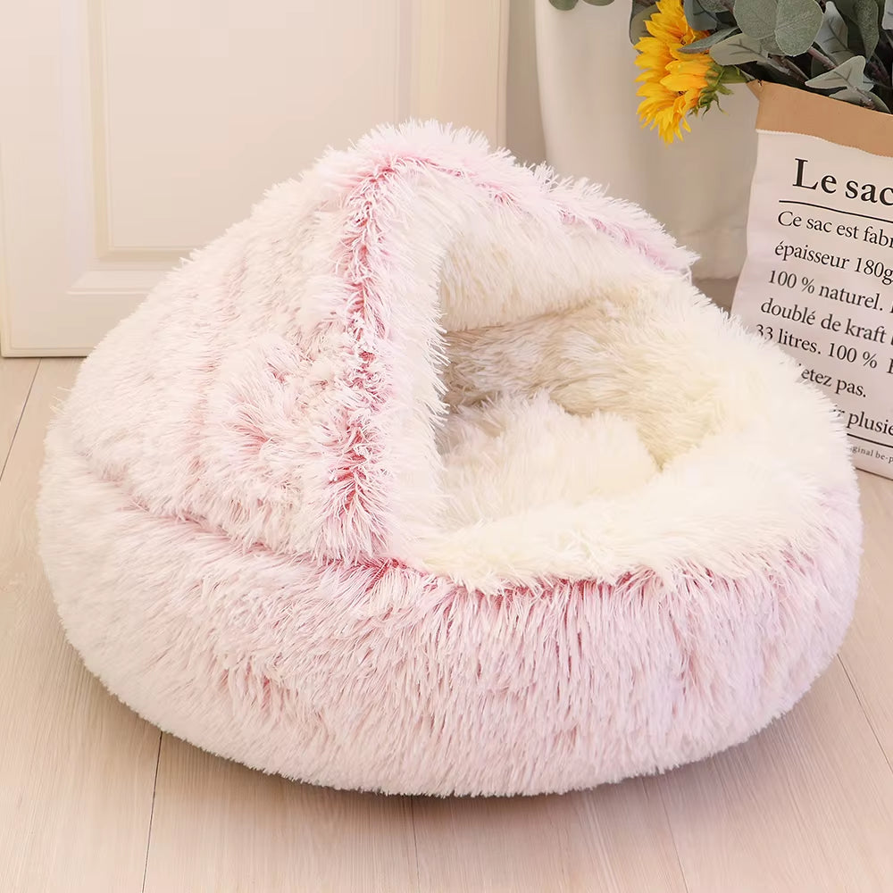 New Warm Dog Cat Bed round Long Plush Cat'S House Cave Pet Kitten Cushion Basket Sleepping Mat for Cats Small Dog Chihuahua Nest