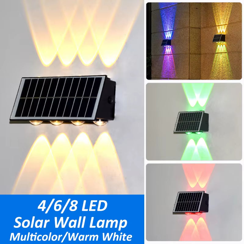 4/6/8LED Multi-Color Solar Wall Lights up and down Lighting Solar Outdoor Light Waterproof Solar Fence Light for Yard Garden