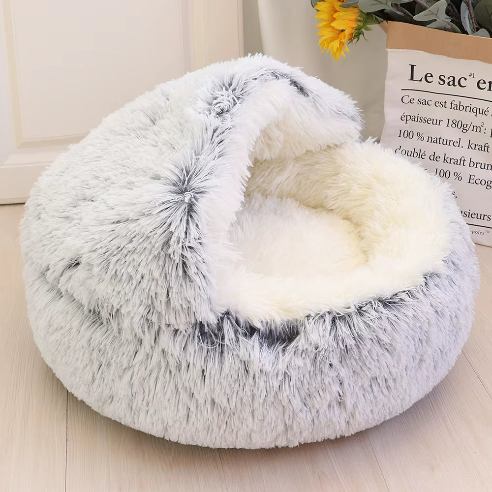 New Warm Dog Cat Bed round Long Plush Cat'S House Cave Pet Kitten Cushion Basket Sleepping Mat for Cats Small Dog Chihuahua Nest