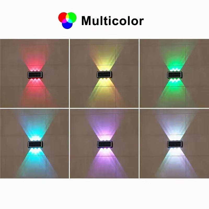 4/6/8LED Multi-Color Solar Wall Lights up and down Lighting Solar Outdoor Light Waterproof Solar Fence Light for Yard Garden