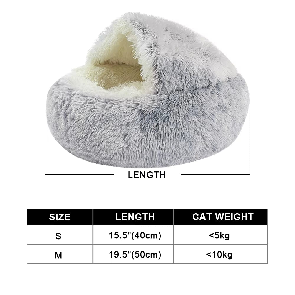 New Warm Dog Cat Bed round Long Plush Cat'S House Cave Pet Kitten Cushion Basket Sleepping Mat for Cats Small Dog Chihuahua Nest