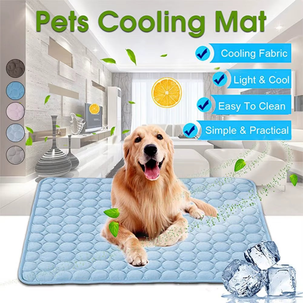 Pet Cooling Mat Dog Cat Sleeping Pad Cool Ice Silk Moisture-Proof Mattress Cushion Summer Small Animal Cold Bed 5 Sizes