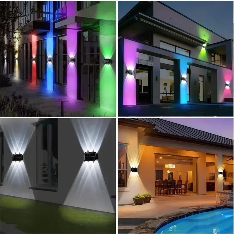 4/6/8LED Multi-Color Solar Wall Lights up and down Lighting Solar Outdoor Light Waterproof Solar Fence Light for Yard Garden